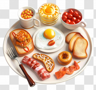 Breakfast Food - Delicious Breakfast Plate With Various Items Transparent PNG