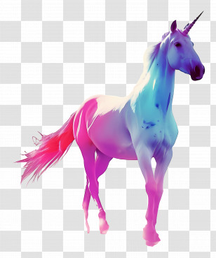 Unicorn - Colorful Rainbow Unicorn Illustration Transparent PNG