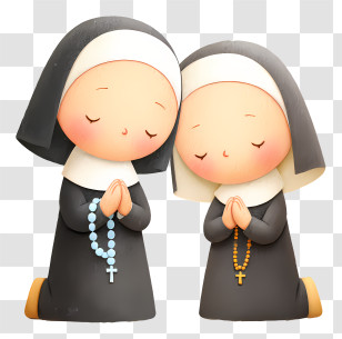 Nuns Kneeling In Prayer - Cute Praying Nun Dolls Transparent PNG