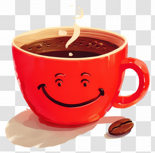 Red Coffee Cup - Smiling Coffee Cup Transparent PNG