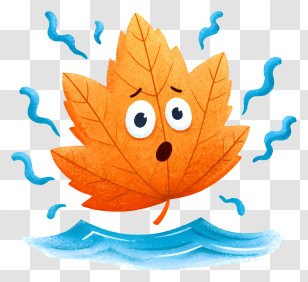 Scared Brown Autumn Leaf - Shivering Autumn Leaf Cartoon Transparent PNG