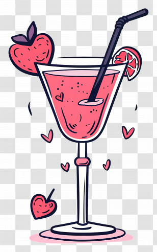 Cartoon Cocktail - Refreshing Strawberry Cocktail Drink Transparent PNG