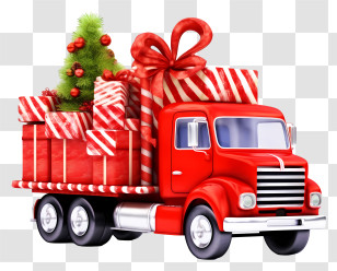 Red Truck - Red Truck Full Of Christmas Gifts And Cheer Transparent PNG
