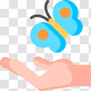 Flying Butterfly - Blue Butterfly On Hand Transparent PNG
