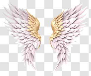Pastel Angel Wings - Elegant Angel Wings With Golden Accents Transparent PNG