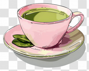 Green Tea - Pink Teacup With Green Tea Transparent PNG