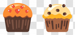 Muffins - Delicious Muffins With Berry And Chocolate Toppings Transparent PNG