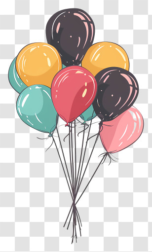Birthday Balloons - Bunch Of Multicolored Party Balloons Transparent PNG