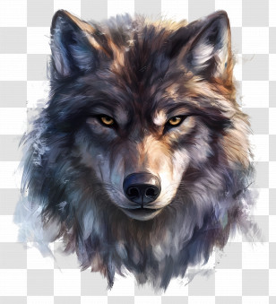 Cool Wolf - Realistic Wolf Face Illustration Transparent PNG