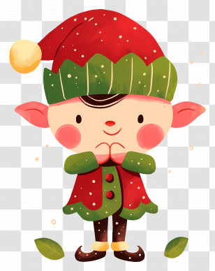 Christmas Santa Helper - Adorable Christmas Elf Cartoon Illustration Transparent PNG