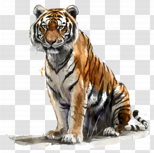 Tiger - Realistic Tiger Illustration Sitting Calmly Transparent PNG