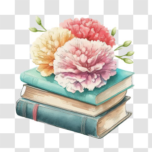 Watercolor Carnations
 - Artistic Books With Beautiful Flowers Transparent PNG