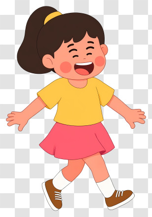 Preschool Girl - Happy Girl In Yellow Shirt Transparent PNG