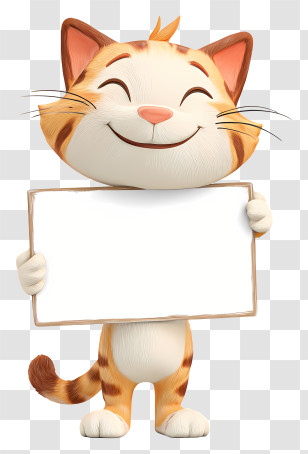 Cartoon Cat Holding Sign - Cartoon Cat Holding A Sign Transparent PNG