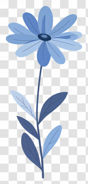 Blue Daisy - Elegant Blue Flower Transparent PNG