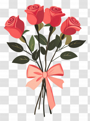 Rose Bouquet - Bouquet With Red Roses And Bow Transparent PNG