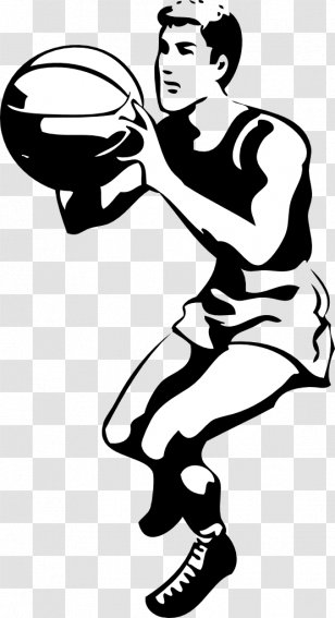 Basketball Black And White Slam Dunk Clip Art - Monochrome Photography - Free Graphics Transparent PNG