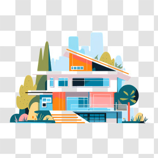 Icon - Bright And Stylish Colorful House Design Transparent PNG
