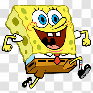 Spongebob Squarepants - Yellow Sponge Cartoon Character Running Transparent PNG