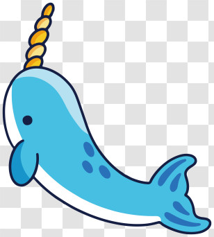 Blue Whale - Cute Blue Narwhal Transparent PNG