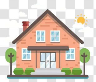 Brick House - Brick House With Sunny Outdoor Landscape Transparent PNG