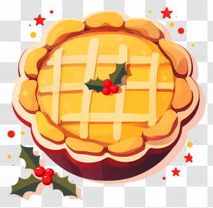 Christmas Marmite - Christmas Pie With Holly Decoration Transparent PNG