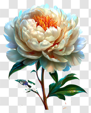 Radiant Flower - Realistic White Peony Illustration Transparent PNG