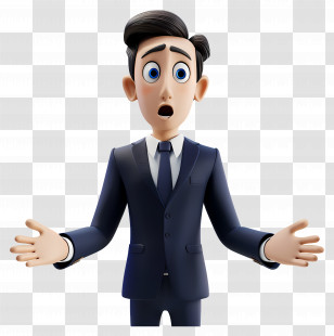 3d Businessman Shocked Surprised - Animated Man In Suit With Surprised Expression Transparent PNG