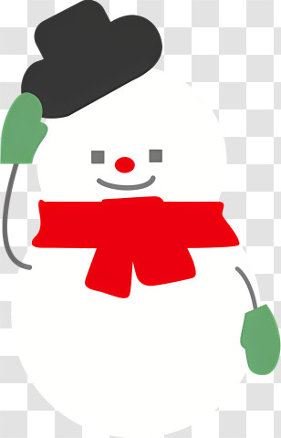 Snowman - Smiling Snowman With Hat And Scarf Transparent PNG