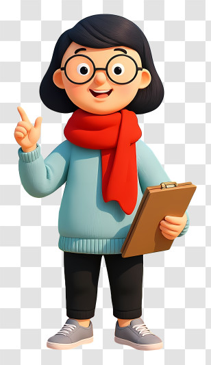 Cartoon Woman Teacher - Friendly Teacher With Clipboard Transparent PNG