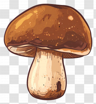Boletus Mushroom - Detailed Brown Mushroom Illustration Transparent PNG