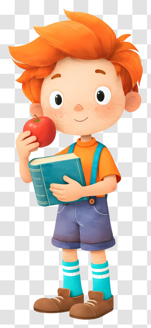 Knowledge Innocence Enthusiasm - Red-haired Boy With Apple And Book Transparent PNG
