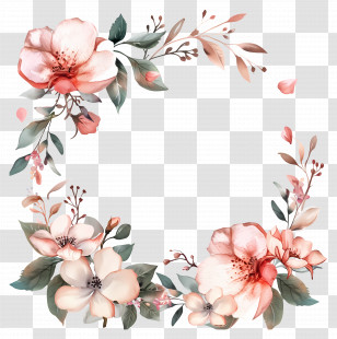 Flower Photo Frame - Floral Decorative Frame Illustration Transparent PNG