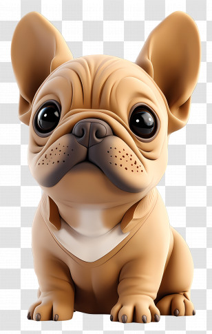 3d French Bulldog - Adorable Cartoon Bulldog Puppy Transparent PNG