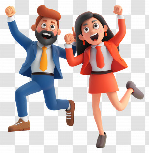 Happy People - Cartoon Business People Celebrating Transparent PNG