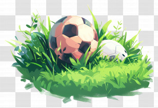 Soccer Ball - Soccer Balls In Grass Transparent PNG
