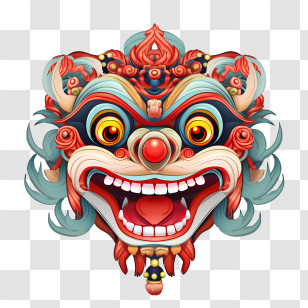 Chinese Lion Dance Head - Traditional Decorative Mask With Expressions Transparent PNG