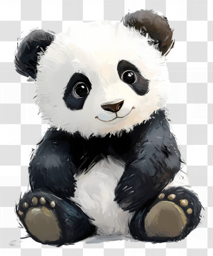 Panda Bear - Cute Panda Drawing In Cartoon Style Transparent PNG