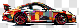 Porsche Silhouette - Colorful Sports Car Design Transparent PNG
