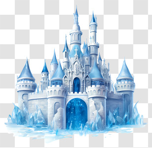 Ice Palace - Icy Blue Castle With Winter Elements Transparent PNG