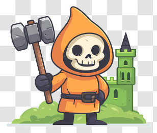Master Skeletor - Skeleton In Orange Robe With Hammer Transparent PNG