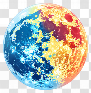 Moon - Half Water And Half Fire Planet Illustration Transparent PNG