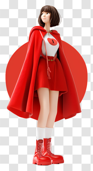 Girl Wearing Red Cape - Red Riding Hood Girl In Red Outfit Transparent PNG