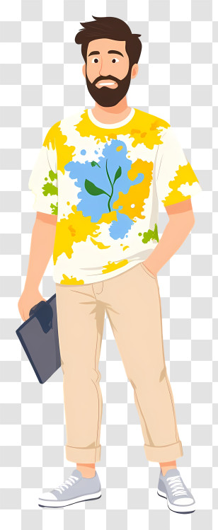 Man In Casual Outfit - Casual Bearded Man With Folder Transparent PNG