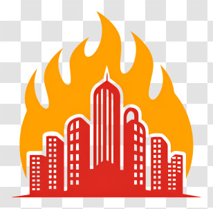 Burning City - City Buildings With Flames Illustration Transparent PNG