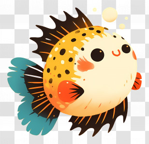 Cute Pufferfish - Adorable Cute Colorful Fish Transparent PNG