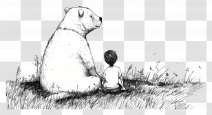 Summer Camp - Bear And Child Sitting Together Illustration Transparent PNG