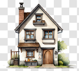 House - Artistic Detailed Small House Illustration Transparent PNG