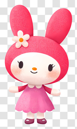 Cute My Melody - Pink-Eared Character With Flower Transparent PNG
