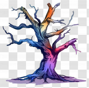 Dry Tree - Abstract Colorful Tree With Branches Transparent PNG